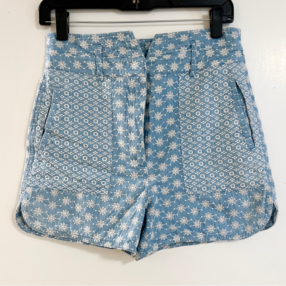 Zara Eyelet Blue Shorts